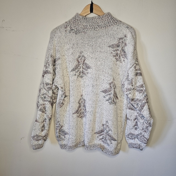 Vintage Castle Square Mock Neck Snowflake Knit Sweater Size Large - Picture 3 of 5